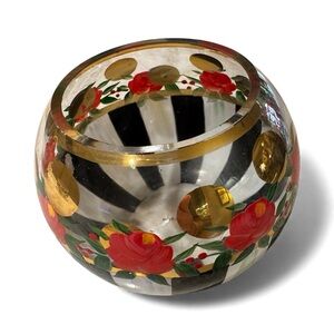 Hand-Painted Glass Bowl with Floral Design